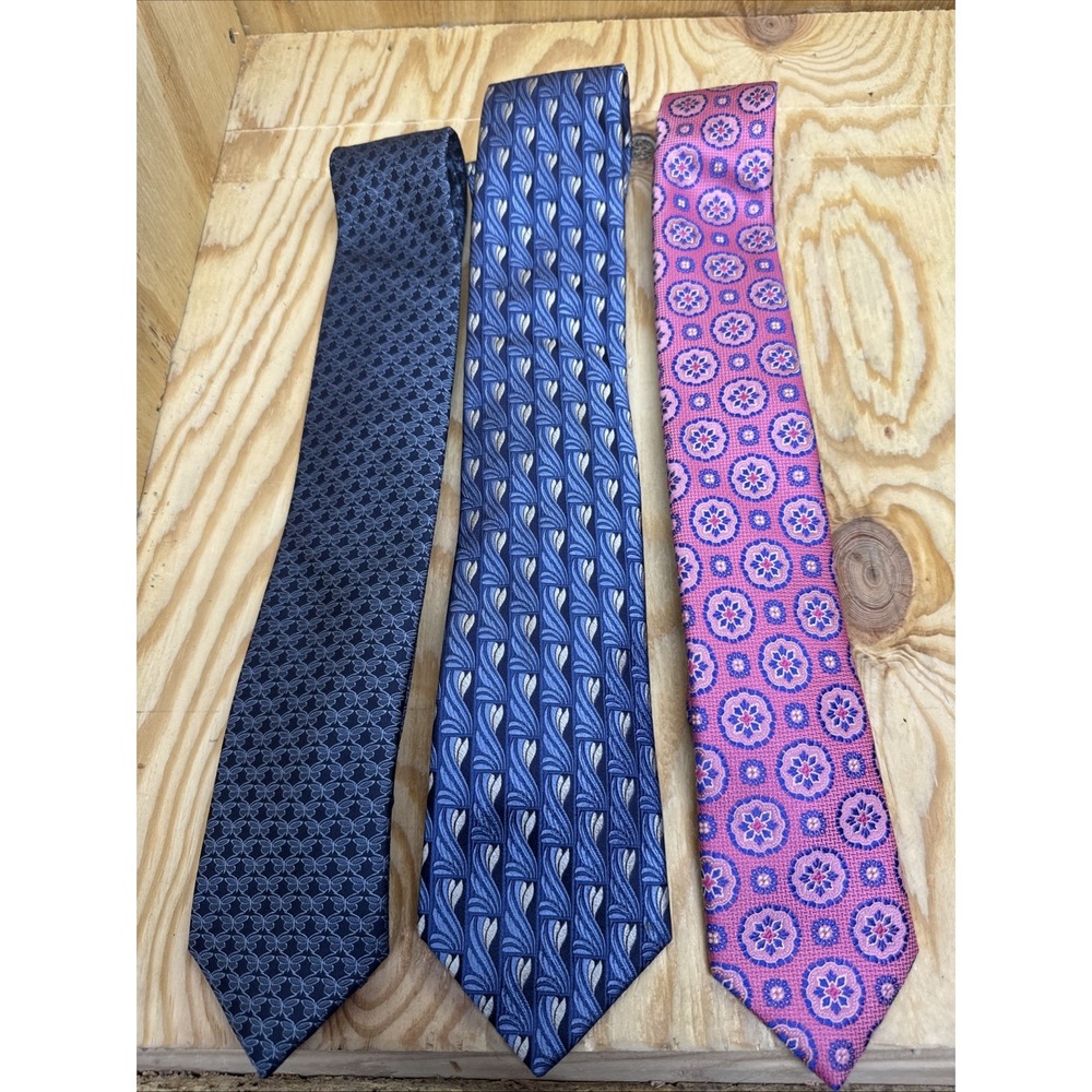 Ted Baker London Silk Ties Business Formal Purple Blue Patterned Lot Of 3